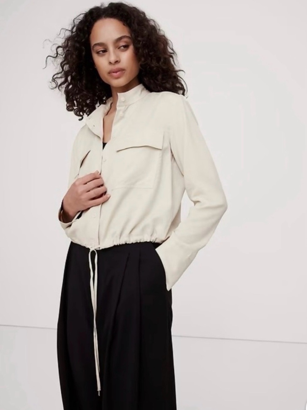 Banana Republic Linen Drawstring cropped shirt